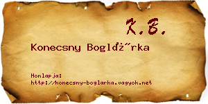 Konecsny Boglárka névjegykártya